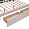 Queen Size Upholstered Platform Bed With 2 Drawers And 1 Twin Long Trundle - Dark Beige - Image 16