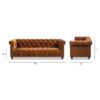 Alto - Tufted Chesterfield Sofa - Burnt Orange - Image 7