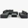 8 Pieces Outdoor Patio Furniture Sets, Garden Conversation Wicker Sofa Set, Single Sofa Combinable - Gray / Black - Image 6