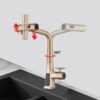 Waterfall Kitchen Faucet With Temperature Display And Pull Down Sprayer - Brushed Gold - Image 4
