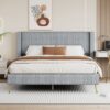 Queen Size Platform Contemporary Bed With Legs - Gray - Image 10