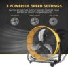 3 Speed Heavy Duty Metal Industrial Drum Fan, Air Circulation - Yellow - Image 7