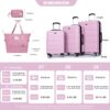 Luggage Set Of 5 Pieces, Expandable Hard Pc Luggage Set With Tsa Lock For Rotating Wheels, Lightweight Rolling Luggage - Pink - Image 3