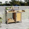 Outdoor Potting - Bench, Workstation Table With Cabinet For Backyard Garden Supplies - Brown / Gray - Image 7