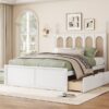 Queen Size Platform Bed With With 2 Big Drawers Twin Size Trundle - White - Image 5