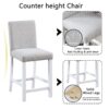 5 Piece Counter Height Table Set, Wooden Kitchen Table Set With Square Table And 4 Upholstered Chairs, Counter Height Dining Table With Crystal Decoration And Chair Set For Kitchen, Dining Room - White - Image 8