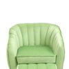 Velvet Accent Chair With Ottoman, Modern Tufted Barrel Chair Ottoman Set For Living Room Bedroom, Golden Finished - Grass Green - Image 11