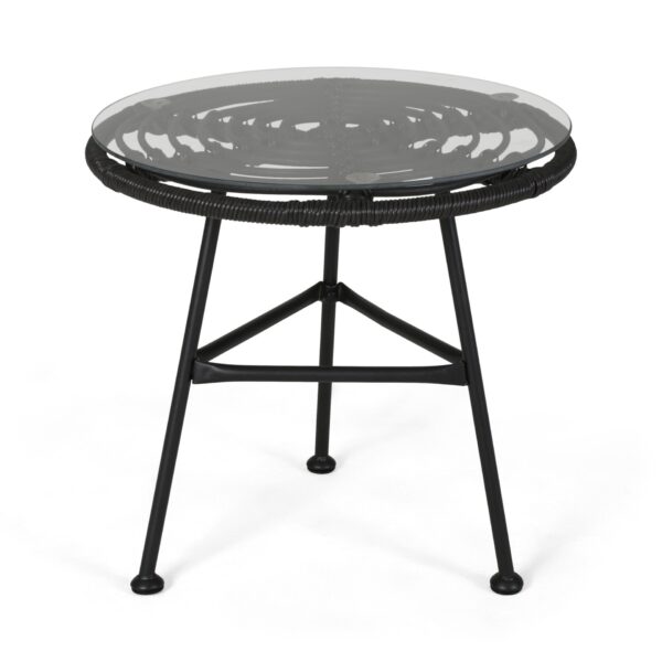 Petrichor - Outdoor Side Table With Tempered Glass And Steel Frame - Gray