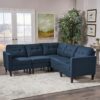 5 Piece Upholstered Sectional Sofa - Blue - Image 2