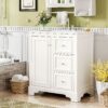 Bathroom Vanity Cabinet With Ceramic Basin, 3 Drawers And Adjustable Shelves - White - Image 2