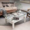 Modern Rectangular Coffee Table & Tempered Glass Top Layer, Table For Living Room - Transparent - Image 12