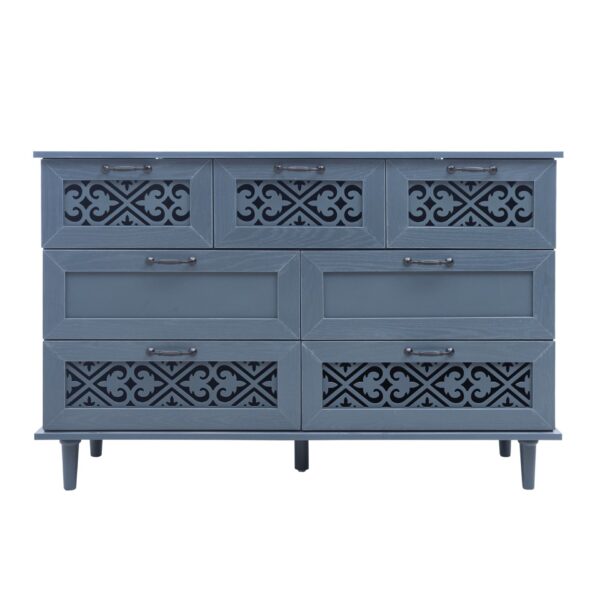 7 Drawer Cabinet, American Furniture, Suitable For Bedroom, Living Room, Study - Blue
