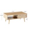 41.34" Rattan Coffee Table, Sliding Door For Storage, Solid Wood Legs, Modern Table For Living Room - Natural - Image 4