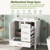 Bathroom Vanity, Modern Bathroom Cabinet With Sink Combo Set, Bathroom Storage Cabinet With A Soft Closing Door And 3 Drawers, Solid Wood Frame - White - Image 7