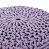 Bordeaux - Knitted Cotton Round Pouf Ottoman - Lavender - Image 5