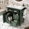 Bathroom Vanity With Top Sink, Modern Bathroom Storage Cabinet & 2 Drawers And A Tip-Out Drawer, Single Sink Bathroom Vanity - Green - Image 23
