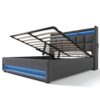 Queen Size Upholstered Platform Bed With A Hydraulic Storage System, LED And USB Charging (Without Mattress) - Gray - Image 22
