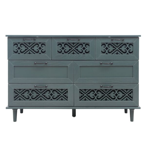 7 Drawer Cabinet, American Furniture, Suitable For Bedroom, Living Room, Study - Dark Green