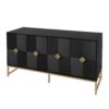 Carved 4 Door Sideboard, Sideboard Buffet Cabinet With Storage, Modern Coffee Bar Cabinet With Adjustable Shelf For Living Room, Dining Room, Kitchen - Black - Image 9