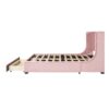 Queen Size Storage Upholstered Platform Bed With Wingback Headboard And A Big Drawer - Pink - Image 4