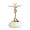 Modern Small Round Side Table For Small Spaces Carbon Steel Cocktail Table - Milk White - Image 10