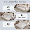 King Pull Out Sofa Bed, Chesterfield Sofa, 3 In 1 Velvet Convertible Sleeper Sofa With Nailhead Trim & Rolled Arm, Multifunctional Sofa Bed For Living Room - Beige - Image 8