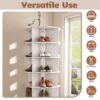 6 Tier Spinning Shoe Rack, Free Standing 360° Revolving Shoe Organizer - White - Image 11