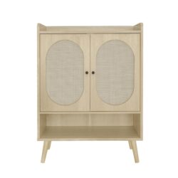 2 Door Shoe Rack, Freestanding, Modern Shoe Storage Cabinet, For Entryway - Natural