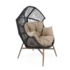 Cori - Outdoor Patio Egg Chair, With Cushion - Black / Khaki - Image 2