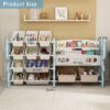 Kids Toy Storage Organizer With 2 Tier Bookshelf, Toy Storage With 12 Bins - Blue - Image 11