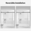 Frameless Double Sliding Soft-Close Shower Door, 3 / 8"Thick SGCC Tempered Glass Door - Brushed Nickel - Image 9