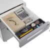 3 Drawer Mobile File Cabinet Under Desk Office, Simple Style Versatile Storage Cabinet For Legal / Letter / A4 Files, 5 Wheel Design Anti-Tilting Cold Rolled Steel Waterproof Moisture-Proof - White / Gray - Image 12