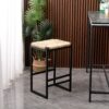 25" Height Backless Water Hyacinth Woven Bar Stools With Footrest (Set of 2) - Natural - Image 4