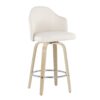 Ahoy - Mid-Century Modern Fixed Height Counter Stool With Natural Legs / Round Chrome Footrest (Set of 2) - Cream - Image 2