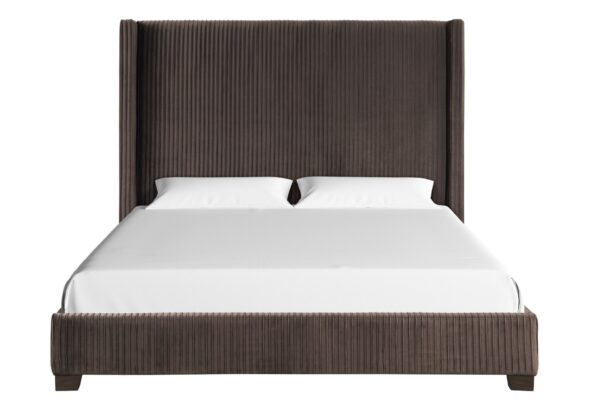 King Upholstered Bed - Dark Brown