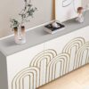 Modern Fluted Sideboard Buffet With Storage, Curve Element, 4 Doors With Adjustable Shelves - White - Image 5