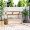 Outsunny - Raised Garden Bed With Polycarbonate Greenhouse, Wooden Garden Cold Frame Greenhouse, Flower Planter Protection, 48" x 24" x 32" - Natural - Image 9