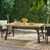 Outdoor Dining Set With 2 Bench And 1 Dining Table - Light Brown - Image 9