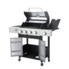 4 Burner Propane Gas Bbq Grill With Side Burner, 46790Btu Output With Enameed Cast Iron Cooking Grids For Outdoor Barbecue, Stainless Steel - Black / Silver - Image 7
