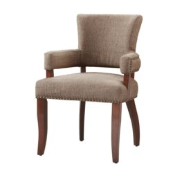 Arm Dining Chair With Nail Head Detailing - Brown / Espresso