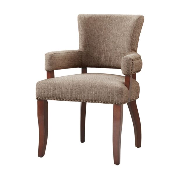 Arm Dining Chair With Nail Head Detailing - Brown / Espresso