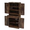 4 Door Cabinet With 1 Drawer, With 4 Adjustable Inner Shelves, Storage Cabinet - Natural - Image 5