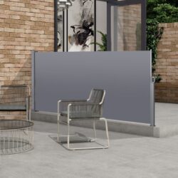 118.1" Retractable Side Screen Awning, Uv Resistant, Waterproof, Patio Privacy Screen For Garden, Balcony, Courtyard - Dark Gray