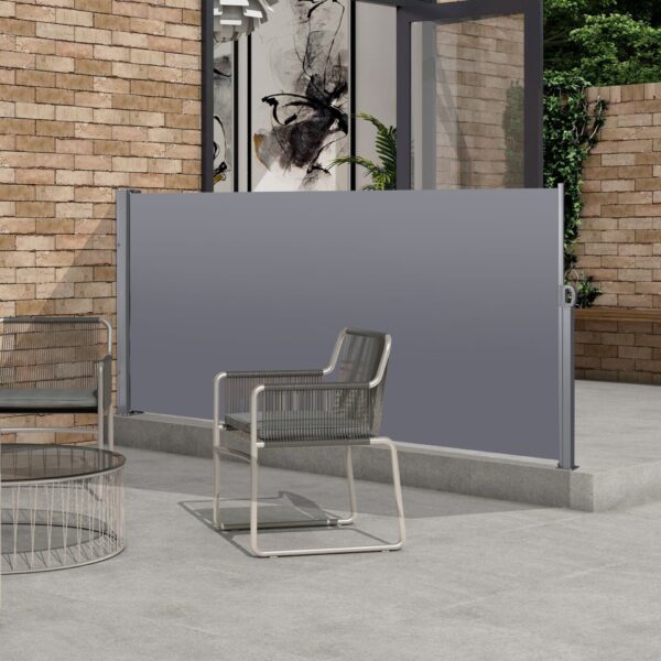 118.1" Retractable Side Screen Awning, Uv Resistant, Waterproof, Patio Privacy Screen For Garden, Balcony, Courtyard - Dark Gray