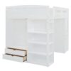 Full Size Loft Bed With Desk, Wardrobes, 4 Drawers And 4 Shelves - White - Image 4