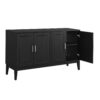 4 Door Sideboard Storage Cabinet With Door Shelf For Living Room And Dining Room, 2 Large Cabinets With Adjustable Shelf - Black - Image 16