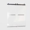 Frameless Double Sliding Soft-Close Shower Door In Matte, 3 / 8" (10Mm) Thick SGCC Tempered Glass Door - Black - Image 10
