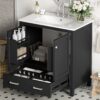 Bathroom Vanity With Single Sink, Combo Cabinet Undermount Sink, Bathroom Storage Cabinet With 2 Doors And A Drawer, Soft Closing, Multifunctional Storage, Solid Wood Frame - Black - Image 24
