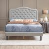 Queen Platform Upholstered Bed Button Tufted With Curve Design, Strong Wood Slat Support - Gray - Image 3