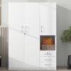 2 Doors Wardrobe Storage For Bedroom With Shelves And 3 Drawers - White - Image 7